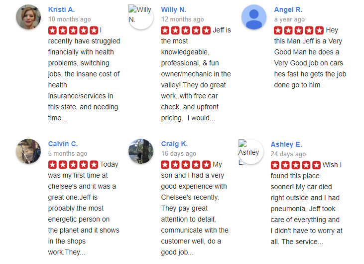 Auto repair Phoenix reviews from Yelp for Chelsee's AC & Brake Emporeum